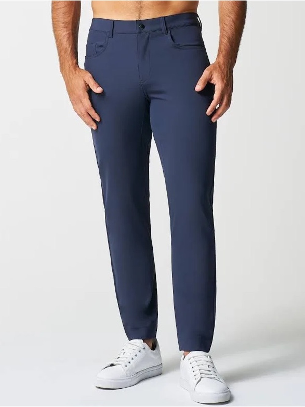 Men's Slim Chinos in Navy - Modern Stretch Casual Pants